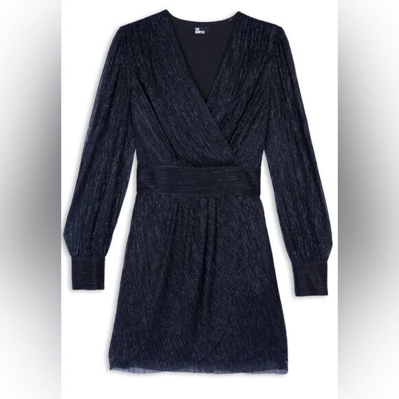 THE KOOPLES Metallic Tulip Skirt Mini Dress - Dark Navy...